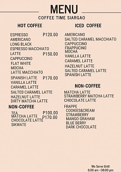 COFFEE AND NON COFFEE MENU